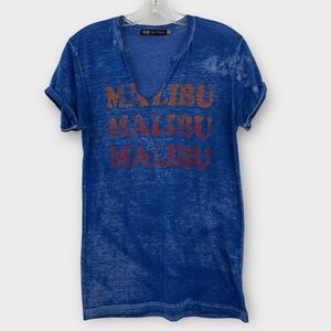 JET John Eshaya Distressed Burnout Malibu T-Shirt in Blue Women’s Size S